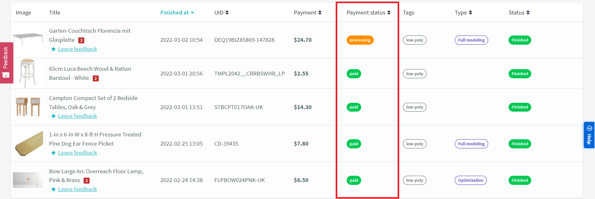 What Does Payment Status Legend Mean